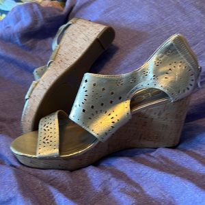 Gold wedge sandals
